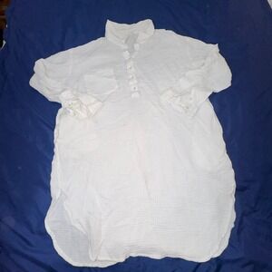 P. Cill Women's Large Linen White Long Sleeve Mini Dress Gown